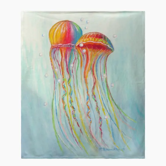 Betsy Drake Colorful Jellyfish Throw Multicolor {1}