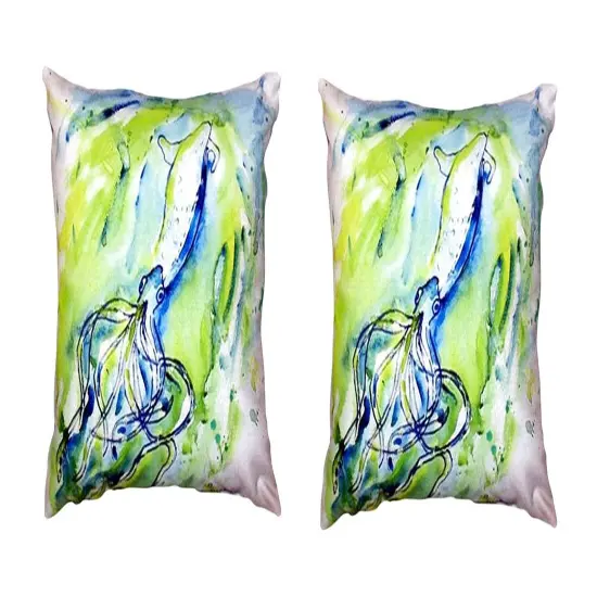 Pair of Betsy Drake Calamari No Cord Pillows 18 Inch X 18 Inch {1}