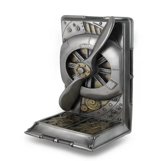 Steampunk Metallic Steel / Brass Finished Plane Propeller Single Bookend {1}