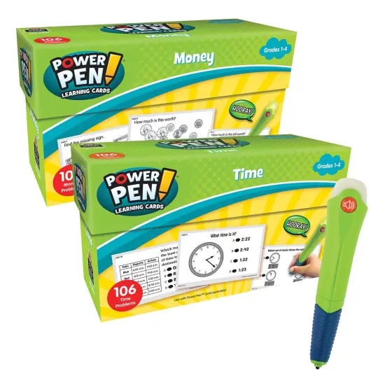 Kaplan Early Learning Company Power Pen Learning Math Quiz Cards - Money, Time, & Talking Power Pen {1}