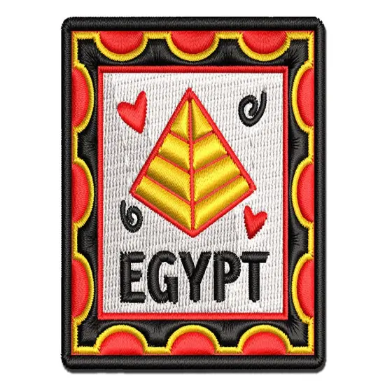 Egypt Pyramid Passport Travel Multi-Color Embroidered Iron-On or Hook & Loop Patch Applique {1}