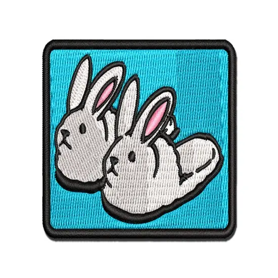 Cute and Fluffy Bunny Slippers Multi-Color Embroidered Iron-On or Hook & Loop Patch Applique {1}