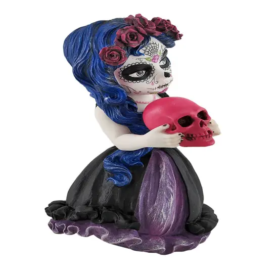 Cosplay Kids Mini Day of Dead Girl Holding Skull Statue {3}