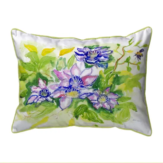 Betsy Drake Clematis Flowers Extra Large 20 X 24 Indoor / Outdoor Pillow {1}