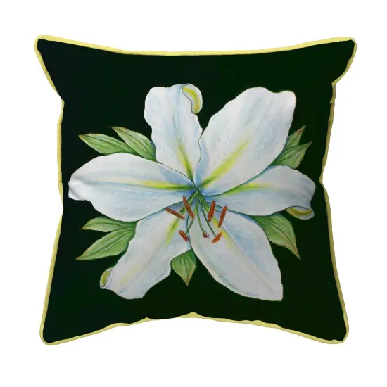 Betsy Drake Casablanca Lily - Black Background Large Indoor/Outdoor Pillow 18x18 Multicolor {1}