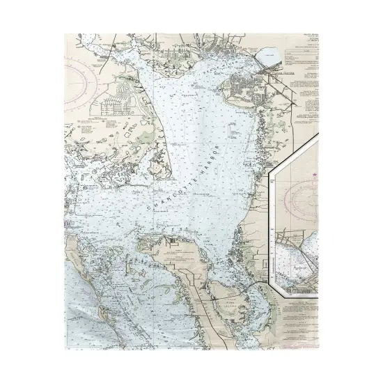 Betsy Drake Charlotte Harbor, FL Nautical Map Beach Towel Multicolor {1}