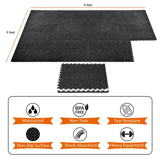 Sorbus Interlocking Foam Gym Floor Tiles -Great Exercise Mat Tiles for Workout, Yoga, Heavy Exercise Equipment Mat (12 Pack) Black {5}