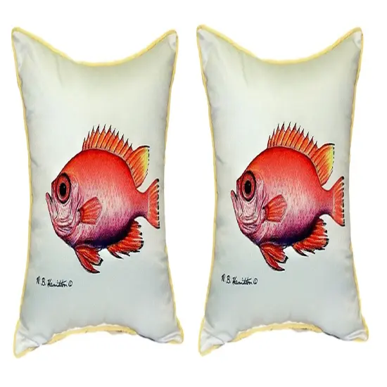 Pair of Betsy Drake Pink Pig Small Indoor/Outdoor Pillows {1}