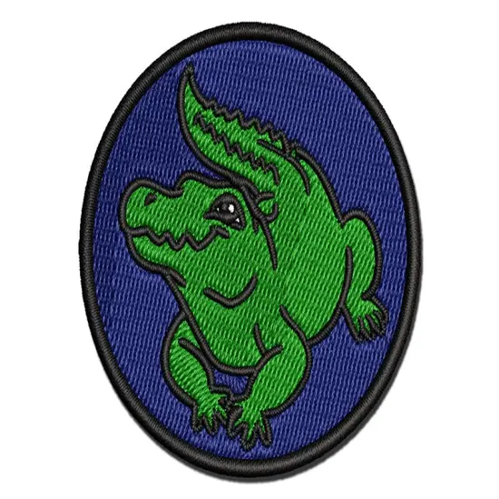 Crocodile Alligator Cute Multi-Color Embroidered Iron-On or Hook & Loop Patch Applique {1}