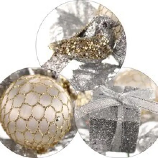 Set of 12: Traditional Silver Glitter Picks with Gift Box, Dove Bird, & Ornament Ball | Festive Holiday Decor | Trees, Wreaths, & Garlands | Christmas Picks | Home & Office Decor - 2024 Christmas Collection, Floral Home by Artificial Flowers {4}