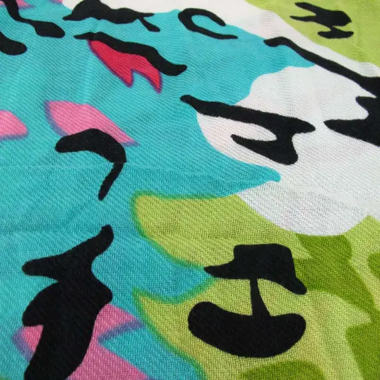 Splashes of Spring Colors Acrylic Leopard Print Scarf 70 in. X 26 in. {5}