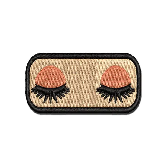 Cute Detailed Eyelashes Pair Multi-Color Embroidered Iron-On or Hook & Loop Patch Applique {1}