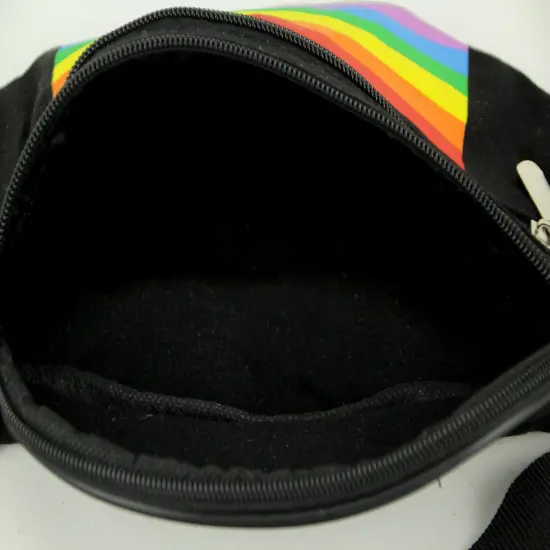 Black Canvas Rainbow Print Adjustable Fanny Pack {4}