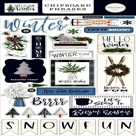 Carta Bella Welcome Winter Chipboard Phrases {1}