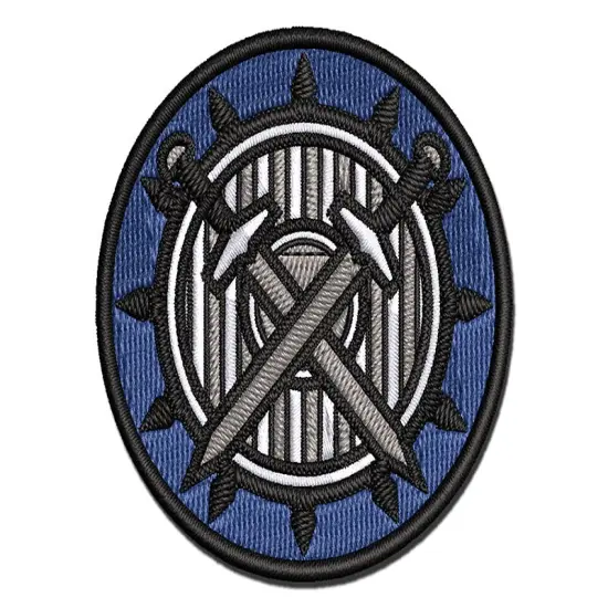Fighter Warrior Sword and Shield Multi-Color Embroidered Iron-On or Hook & Loop Patch Applique {1}