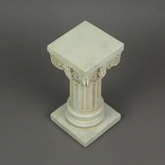 Antique White Solid Concrete Roman Ionic Column Pillar Pedestal 8.25 Inches High {4}