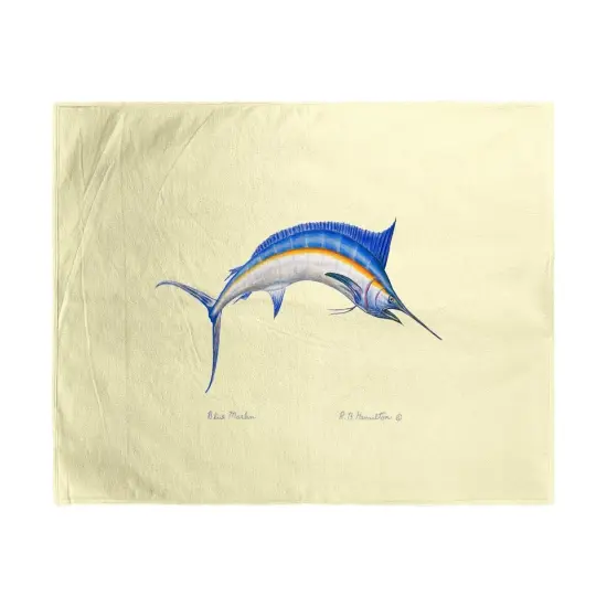 Betsy Drake Blue Marlin on Yellow Beach Towel Multicolor {1}