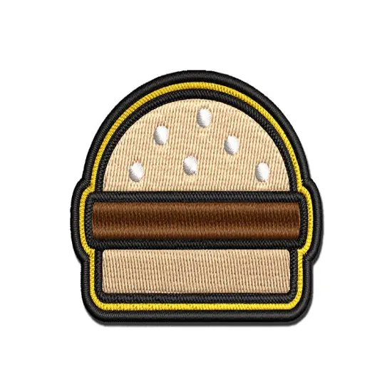 Hamburger Outline Fast Food Multi-Color Embroidered Iron-On or Hook & Loop Patch Applique {1}