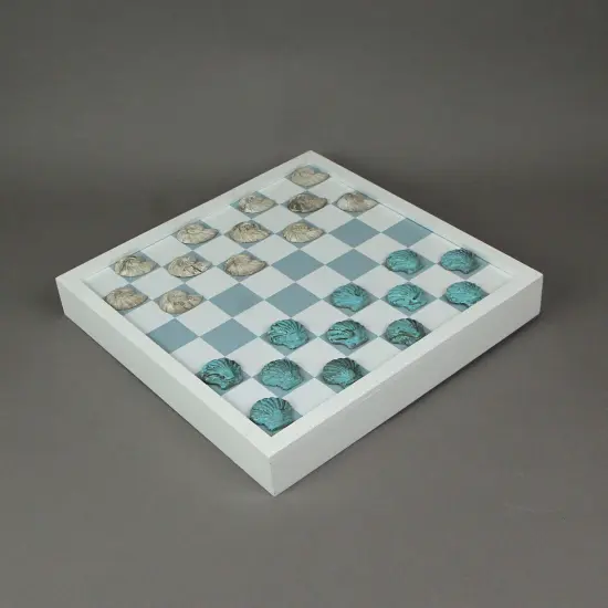 Coastal Themed Seashell Checkers Set With Game Board 13 Inches {5}