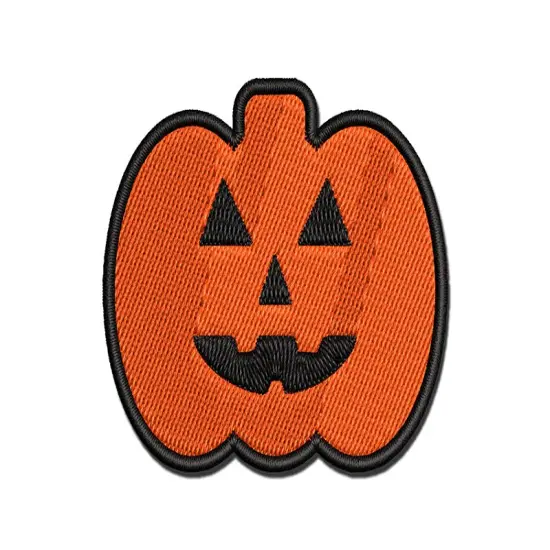 Jack O'Lantern Happy Halloween Pumpkin Multi-Color Embroidered Iron-On or Hook & Loop Patch Applique {1}