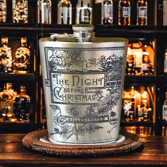 8oz Night Before Christmas Stainless Steel Flask {6}