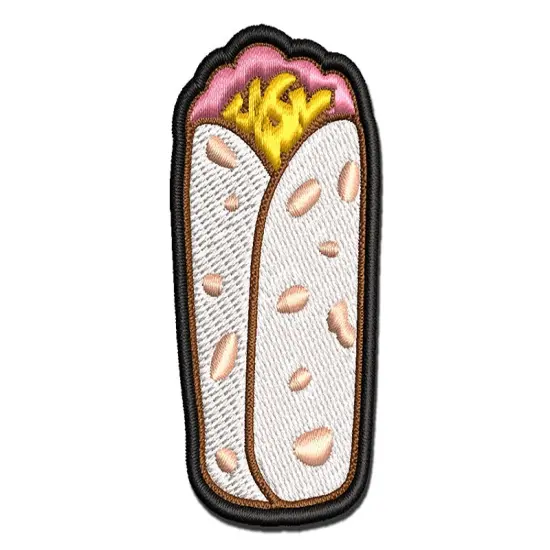 Bean and Cheese Burrito Multi-Color Embroidered Iron-On or Hook & Loop Patch Applique {1}