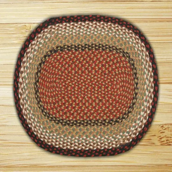 Earth Rugs C-19 Burgundy / Mustard Oval Braided Rug 3 Feet x 5 Feet {1}