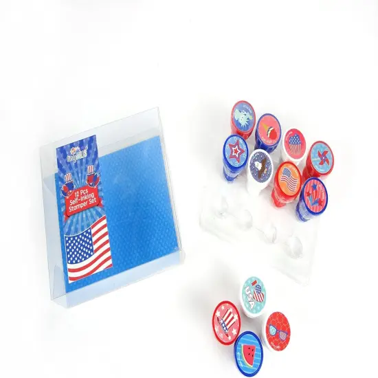 TINYMILLS 12 Pcs Patriotic I Love USA America 4th of July Stamp Kit {3}