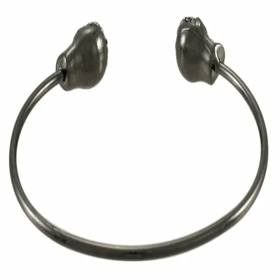 Rhinestone Encrusted 3D Skull Torc Bracelet {6}