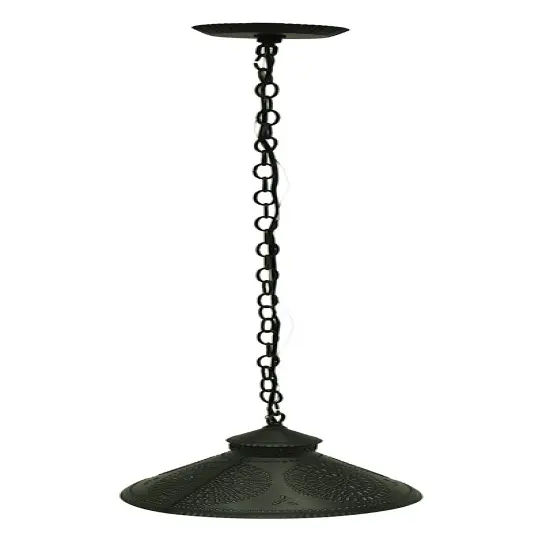 Stockbridge Shade Light Pendant with Chisel in Kettle Black Perforated Tin {4}