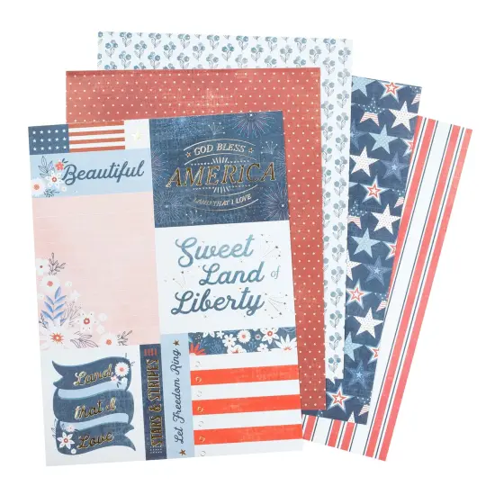 American Crafts Double-Sided Paper Pad 6"X8" 48/Pkg-Gold Foil, Flags And Frills {3}