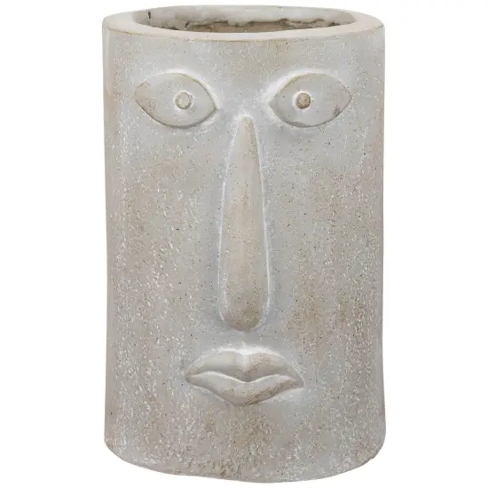 Northlight Large Abstract Face Ceramic Outdoor Garden Planter - 12.25" White {5}