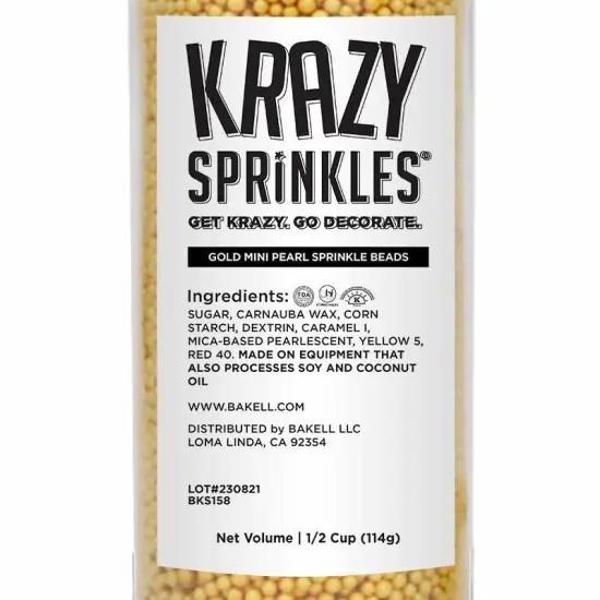 Krazy Sprinkles - Cold Pearl Mini Beads (1/2 Cup, 1x Jar) for Cakes, Ice Cream & Cookies {4}