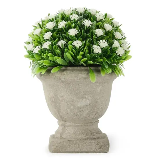 Artificial Plastic Potted Plant Mini Topiary Plants Desk Office Home Decor White {1}