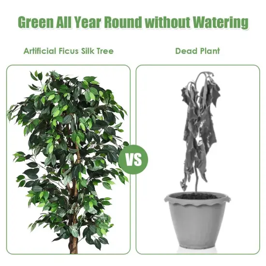 6FT FICUS Silk Leaf Artificial Tree Plant Indoor Outdoor Potted Fake Faux Plant {3}