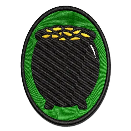 Lucky Pot of Gold Saint Patrick's Day Multi-Color Embroidered Iron-On or Hook & Loop Patch Applique {1}