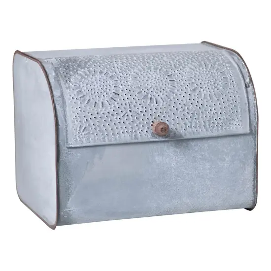 Irvins Country Tinware Bread Box in Weathered Zinc Grey {1}