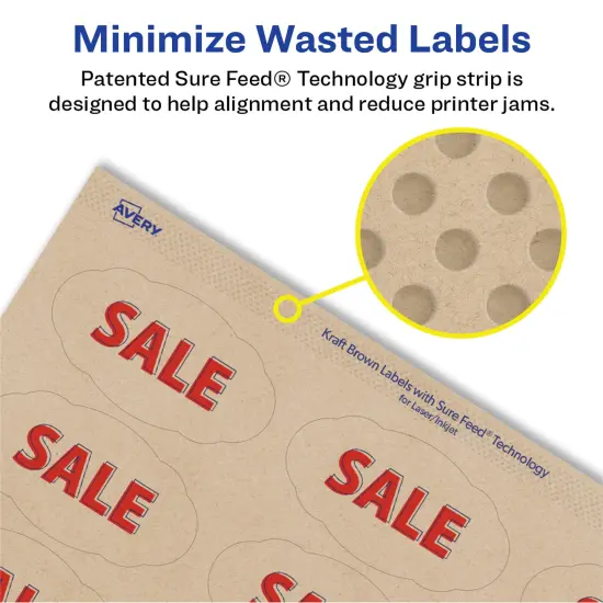 Avery Kraft Brown Scalloped Oval Labels with Sure Feed Technology, 1-1/8" x 2-1/4", Print to the Edge, Laser/Inkjet Printable Labels, 525 Total (22855) {3}