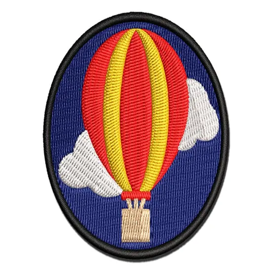 Hot Air Balloon Solid Multi-Color Embroidered Iron-On or Hook & Loop Patch Applique {1}