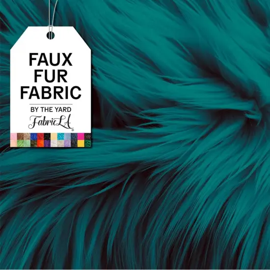 FabricLA | Shaggy Faux Fur | Fabric by The Yard | 36" X 60" Inch Wide | Craft Furry Fabric | Sewing, Apparel, Rugs, Pillows & More | Faux Fluffy Fabric | Dk Turquoise, 1 Yard {1}