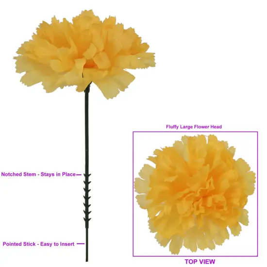3.5" Easter Carnation Picks - Set of 100, Silk Flowers, Lifelike Artificial Blooms, Perfect for Wreaths, Bouquets & Centerpieces - Spring D&eacute;cor Accent, Floral Home by Artificial Flowers Gold {2}