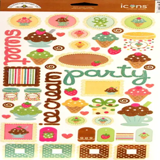 Doodlebug Designs Sweet Treats Glitter Icons Cardstock Stickers {1}