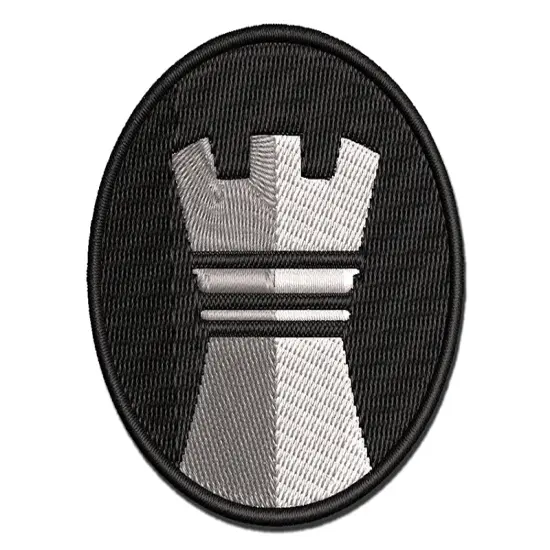 Chess Piece White Rook Multi-Color Embroidered Iron-On or Hook & Loop Patch Applique {1}