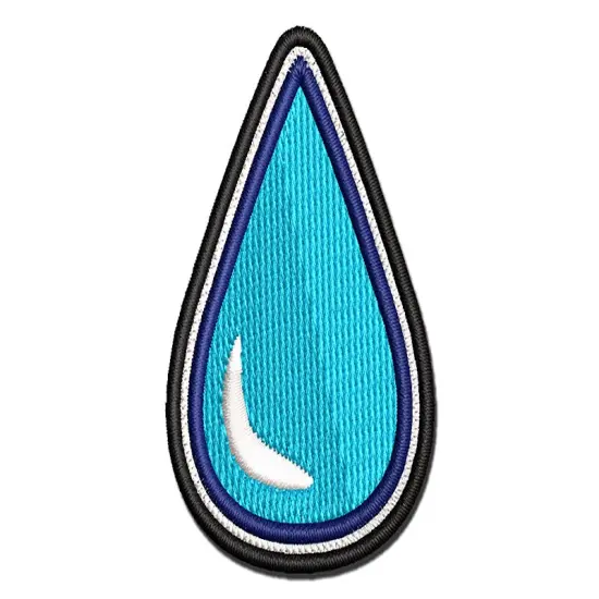 Hydrate Tracker Water Drop Outline Multi-Color Embroidered Iron-On or Hook & Loop Patch Applique {1}