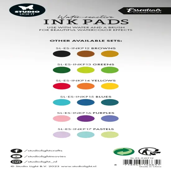 Studio Light Water-Reactive Ink Pads 3/Pkg-Nr. 12, Browns {2}
