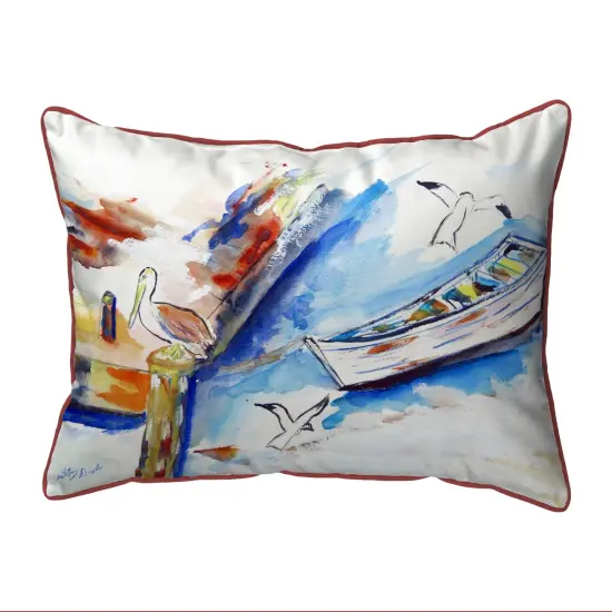 Betsy Drake Rowboat & Birds Extra Large Pillow 20 X 24 {1}