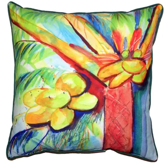 Zippered Betsy Drake Cocoa Nut Tree Outdoor Pillow 22 Inch x 22 Inch {1}