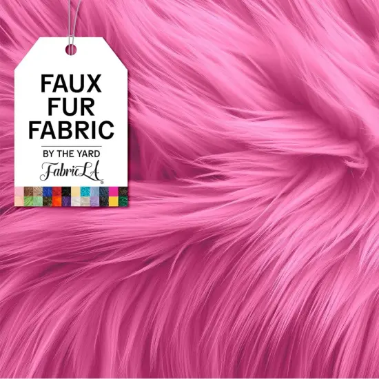 FabricLA | Shaggy Faux Fur | Fabric by The Yard | 108" X 60" Inch Wide | Craft Furry Fabric | Sewing, Apparel, Rugs, Pillows & More | Faux Fluffy Fabric | Bubble Gum, 3 Yard {1}