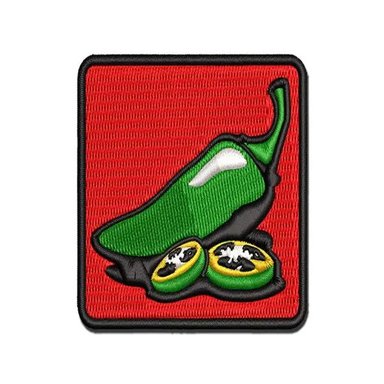 Jalapeno Hot Pepper with Seeds Multi-Color Embroidered Iron-On or Hook & Loop Patch Applique {1}
