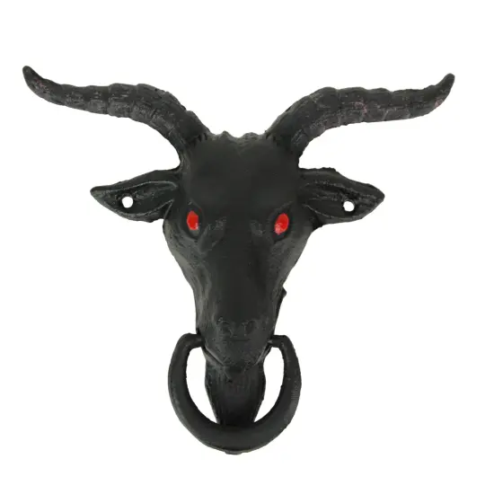 Black Enamel Cast Iron Baphomet Decorative Door Knocker Home Entrance Decor {1}